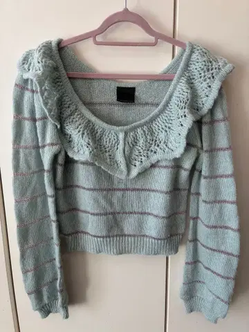 ChiMera park 민트 그린 스트라이프 니트 스웨터