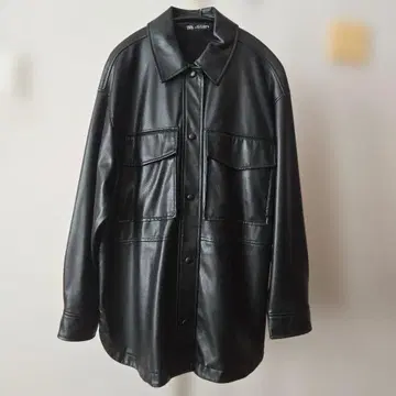 자라 ZARA 블랙 에코 가죽 셔츠 자켓
