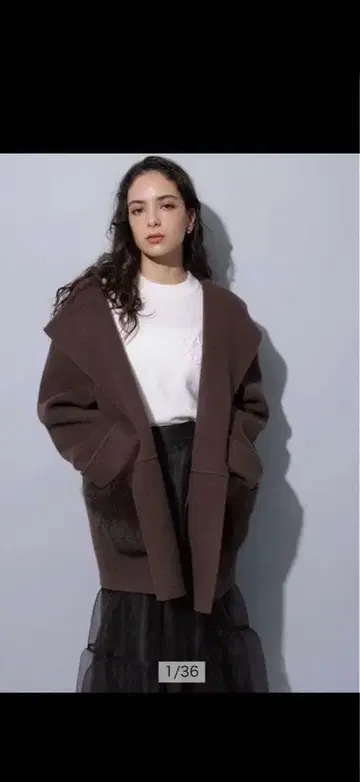 Arpege story 후드 부착 후드 리버 코트 브라운 S