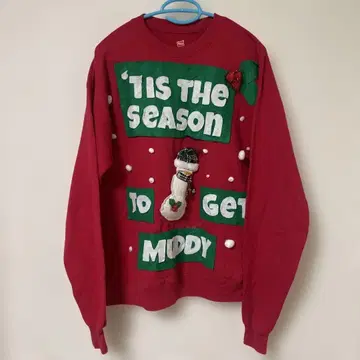 USA 구제 의류 크리스마스 맨투맨 눈사람 펠트 빈티지 겨울 레트로