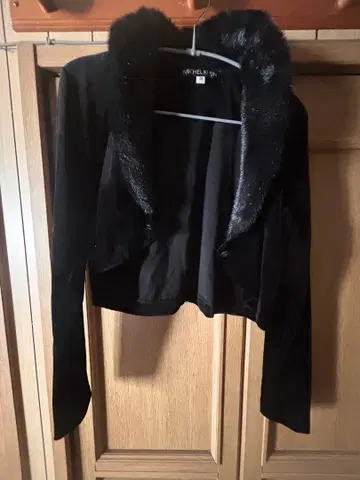 MICHEL KLEIN 블랙 퍼 가디건 38