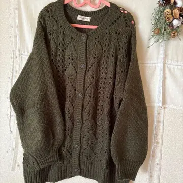 SM2 올리브 그린 케이블 니트 가디건
