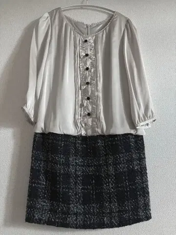 아이보리 블랙 미니 원피스 M