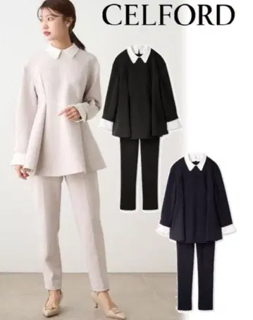 [택 포함 새상품] CELFORD 셀포드 카라 부착 판초 셋업 36