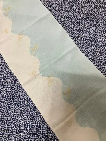 오비 장식 천 순수 실크 탄고 크레이프 원단 스카이블루