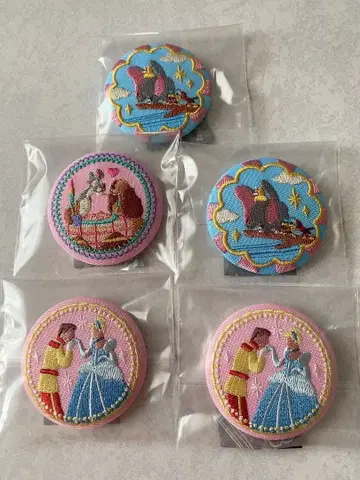 디즈니 캐릭터 자수 핀 배지 5개 세트