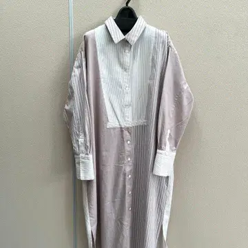 [DoCLASSE] 랜덤 스트라이프 셔츠 원피스 베이지 패턴 15