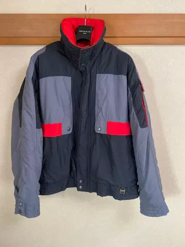 빈티지 다운 자켓 네이비 그레이 레드