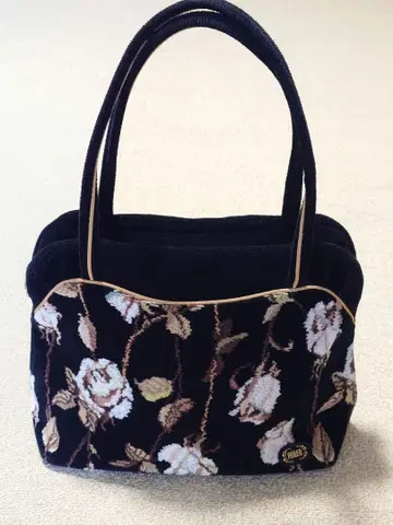 페이 셔닐 직조 장미 무늬 꽃무늬 보스턴 백 새상품급