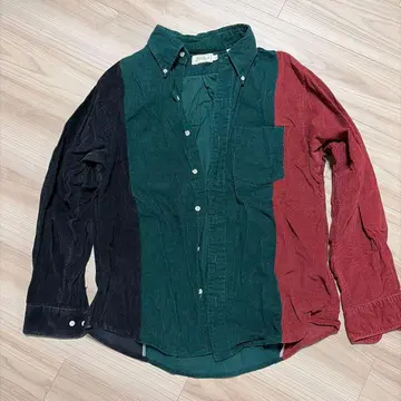 LL Bean 크레이지 셔츠 코듀로이 셔츠 그린/빨간색/보라색