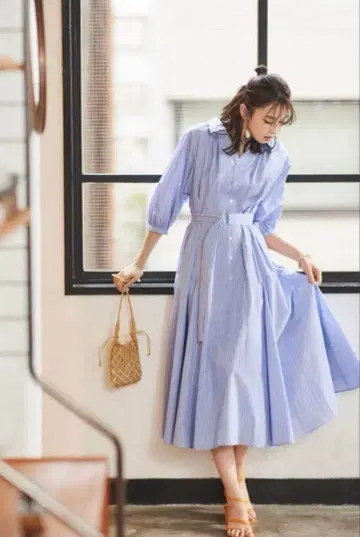 Mystrada 마이스트라다 벨트 포함 셔츠 원피스