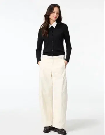 유니클로 저지 배럴 레그 팬츠 화이트