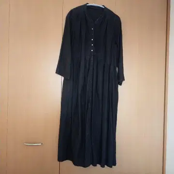 nest Robe 린넨 100% 블랙 롱 원피스 F