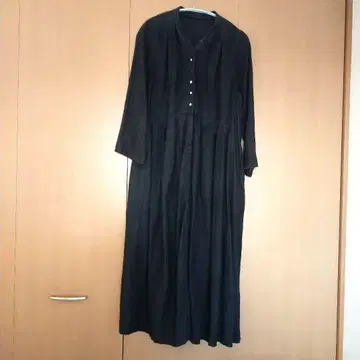 nest Robe 린넨 100% 블랙 롱 원피스 F