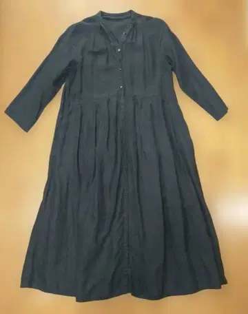 nest Robe 린넨 100% 블랙 롱 원피스 F