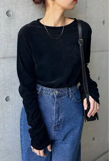 and me 벨로아 튤 크루넥 블랙 블랙