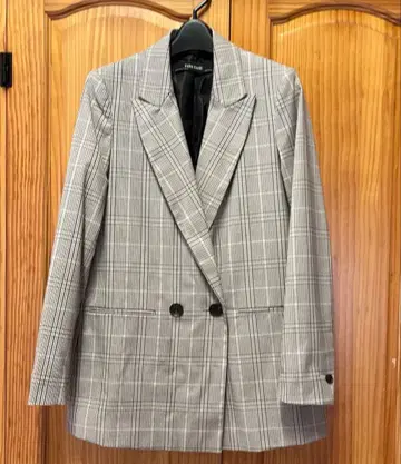 ZARA 체크 더블 테일러드 자켓 XS