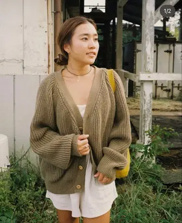 seed and soil 올리브 버튼 니트 가디건