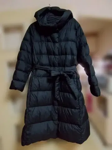유니클로 롱 다운 코트 허리 리본 포함