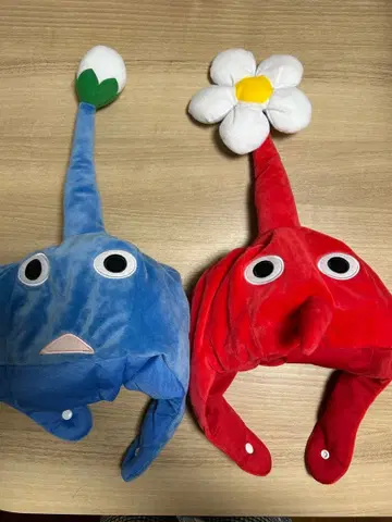 피크민 변신 모자 세트 캐릭터 모자 빨간색 파랑 세트