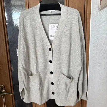 택 포함 새상품 글로벌 워크 그레이 긴팔 가디건 버튼 있음 포켓 있음