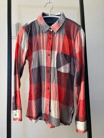 Rails 긴팔 셔츠 S 빨간색 그레이 화이트 체크 레일즈