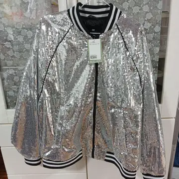 실버 스팽글 봄버 자켓 L 사이즈