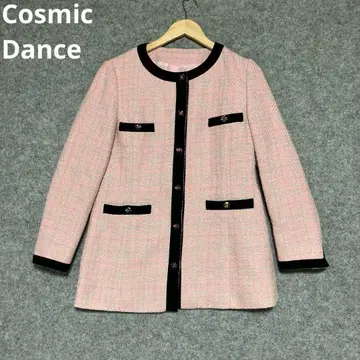 코스믹 댄스 핑크 노카라 자켓 트위드풍