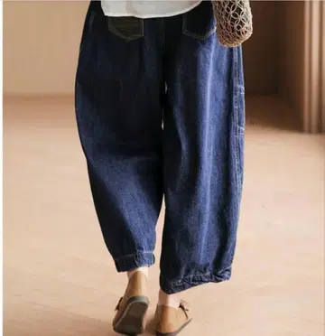 빅 다크 블루 데님 와이드 팬츠