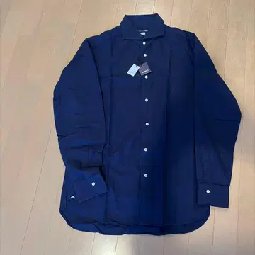 BEAMS 긴팔 와이드 칼라 셔츠 네이비 컬러 사이즈 L