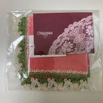 치카자와 레이스 레이스 손수건 코랄 핑크 후진가호 콜라보