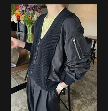 knit docking MA-1 자켓 블랙