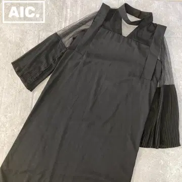 아이시 AIC 시스루 소매 블랙 롱 원피스 [ M ]