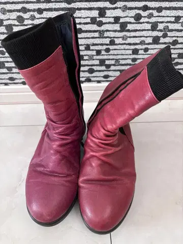 여성용 숏부츠 천연 가죽 통굽 웨지솔 fizzreen 지퍼