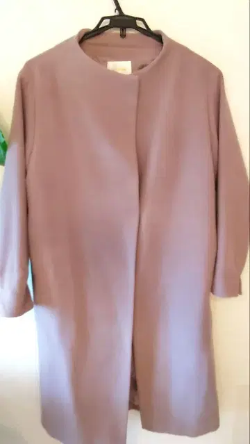 베이지 노카라 코트 허리 벨트 포함