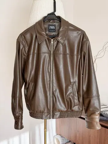ZARA 브라운 페이크 가죽 자켓