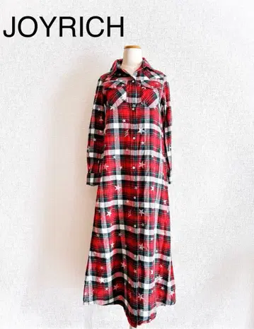JOYRICH 체크 무늬 롱 셔츠 원피스