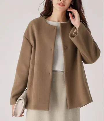 새상품 쿠 드 샹스 노카라 고급 코트 브라운 일본제