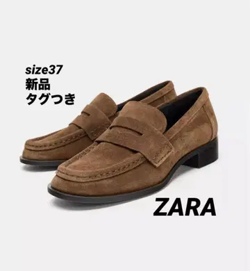 [ 완판템 ] ZARA 스플릿 스웨이드 페니 스트랩 로퍼 37 새상품