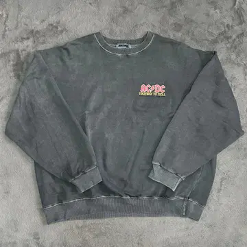 구제 의류 맨투맨 ACDC 페이드 y2k 빈티지 그레이 짧은 기장