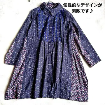 패치워크 자수 꽃무늬 셔츠 원피스 튜닉 원피스 루즈핏 A라인