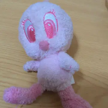 레트로 트위티 봉제 인형 키링 핑크