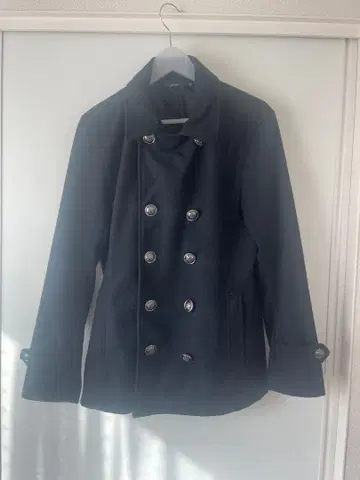 네이비 피 코트 메탈 버튼 포함 L