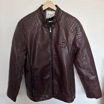 NXH 버건디 가죽 자켓 3XL