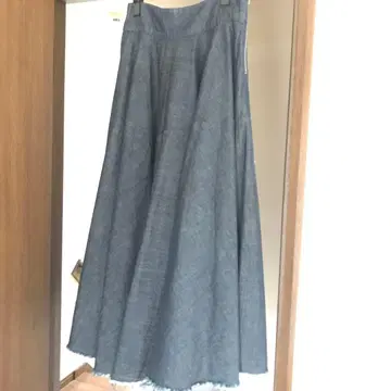 와이드 롱 데님 플레어 스커트