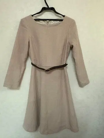 내추럴 뷰티 베이직 트위드 원피스 허리 벨트 핑크