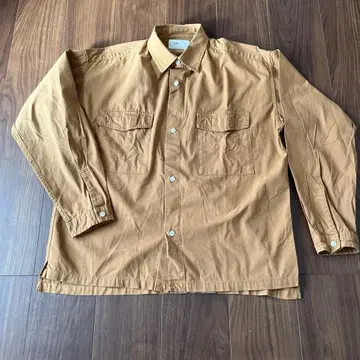 GLOBAL WORK 남성용 카멜색 긴팔 셔츠 자켓