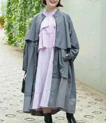 아즈노우아즈 오오라카 배색 나일론 코트 빅 사이즈