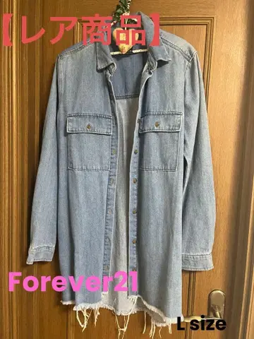 FOREVER 21 라이트 블루 데미지 데님 자켓 L