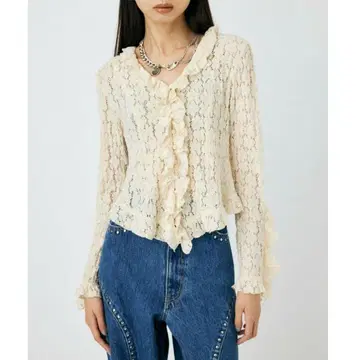 MOUSSY CUT LACE RUFFLE 블라우스 레이스 y2k 그런지